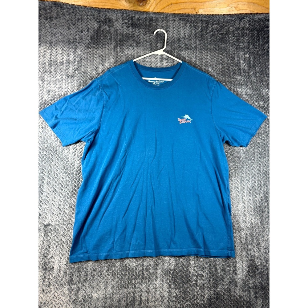 Tommy Bahama T Shirt Mens 2XL Blue Cotton Salt Shakers Graphic Back Crewneck